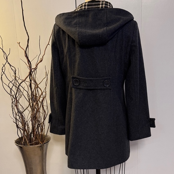 Classic Black Hooded Pea Coat - Picture 5 of 6